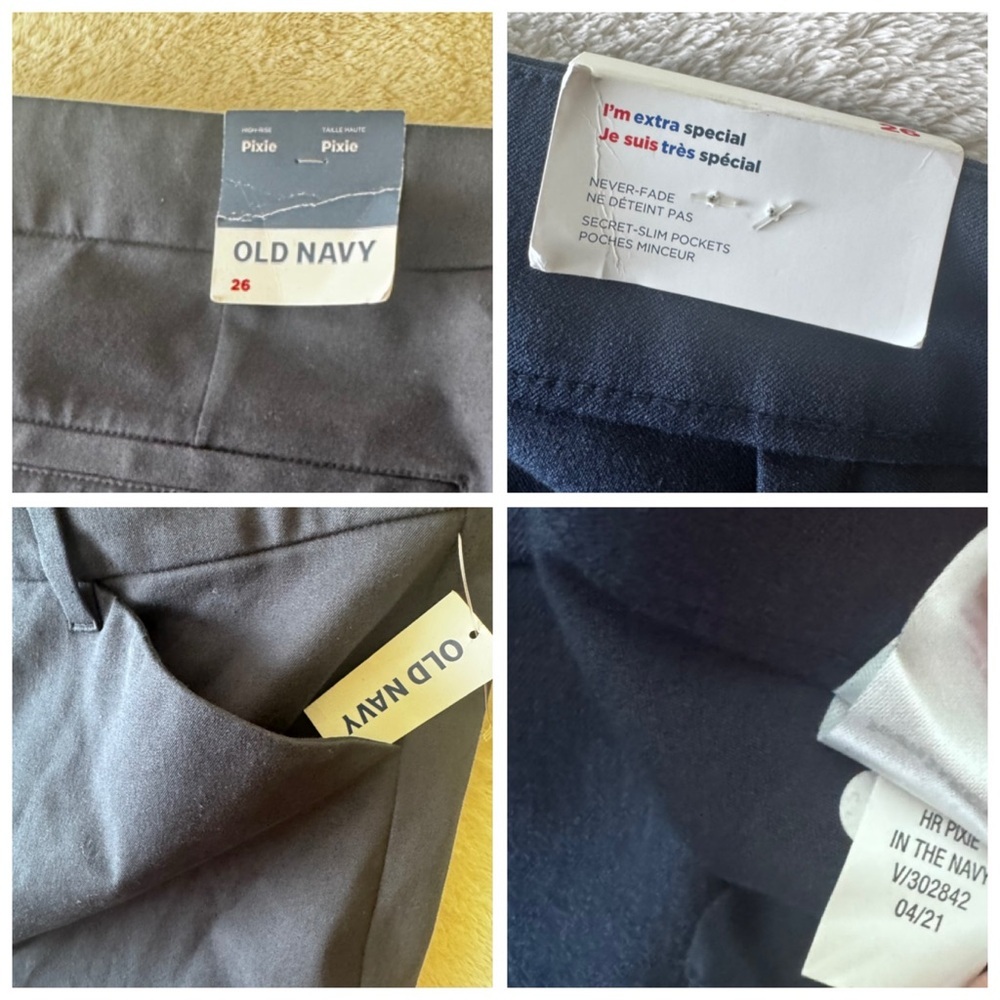 Old Navy NEW High Waisted Pixie 26 Pockets Straight Ankle Pants Stretch Zip Blue - Picture 11 of 16